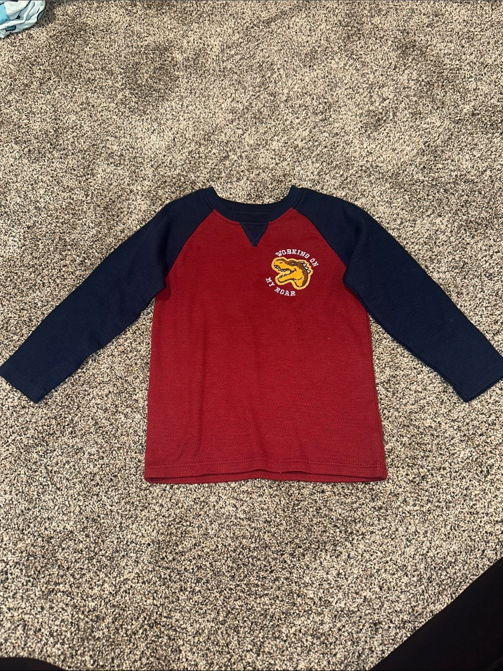 Garanimals Raglan Long-Sleeve Top in Burgundy and Navy with Yellow Patch